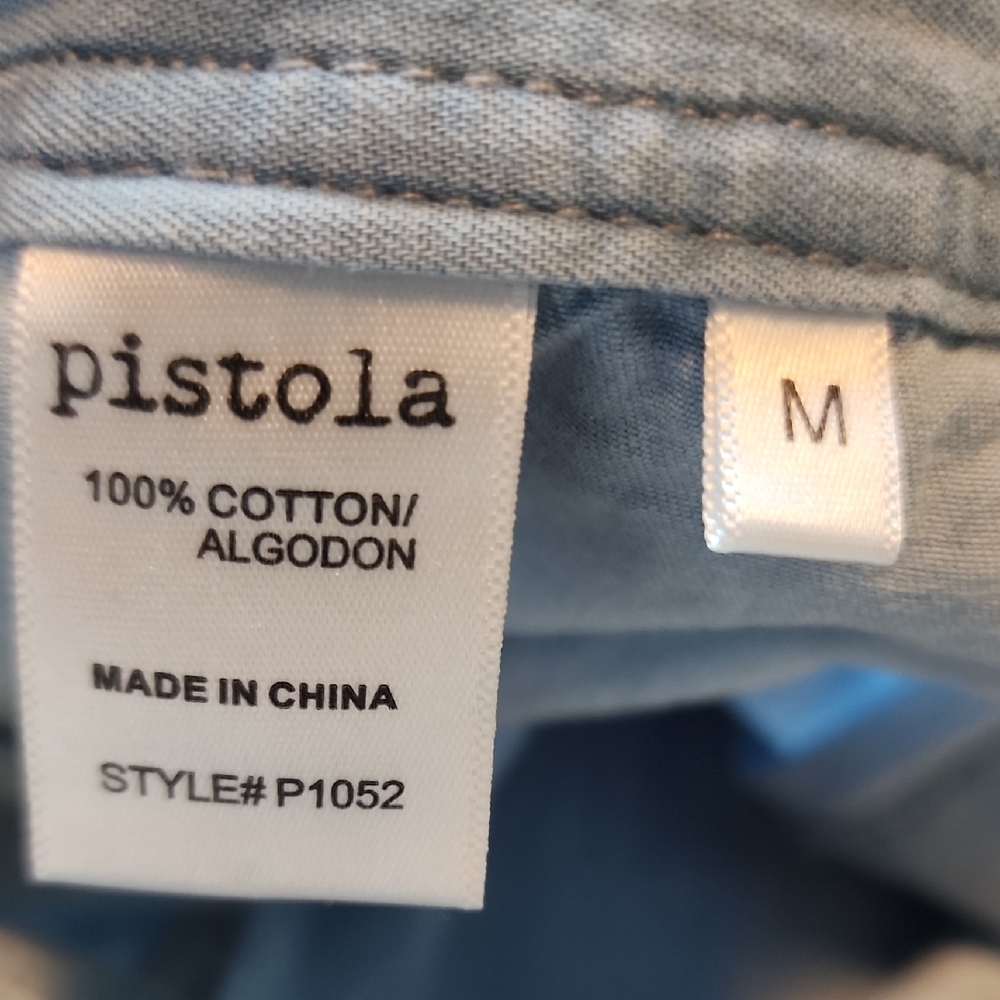 PISTOLA | Baez Light Wash Blue‎ Chambray Snap Front Long Maxi Skirt Pockets | M - Picture 5 of 10